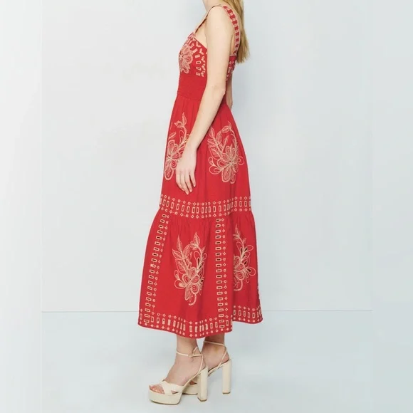 Rails Fawn Dress Red and Cream Floral Midi - Picture 4 of 8